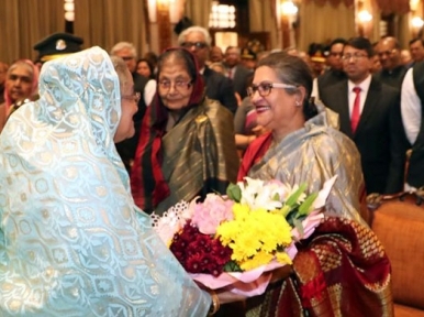 Sheikh Hasina embraces sister after taking oath as Bangladesh PM