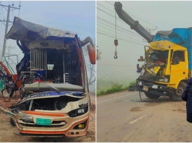 2 killed, 6 hurt in Narsingdi bus-covered van collision